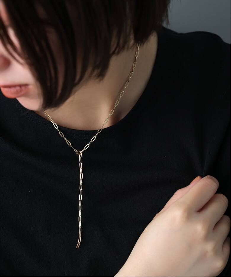 中空ペーパークリップチェーン50cmネックレス K18（ネックレス 