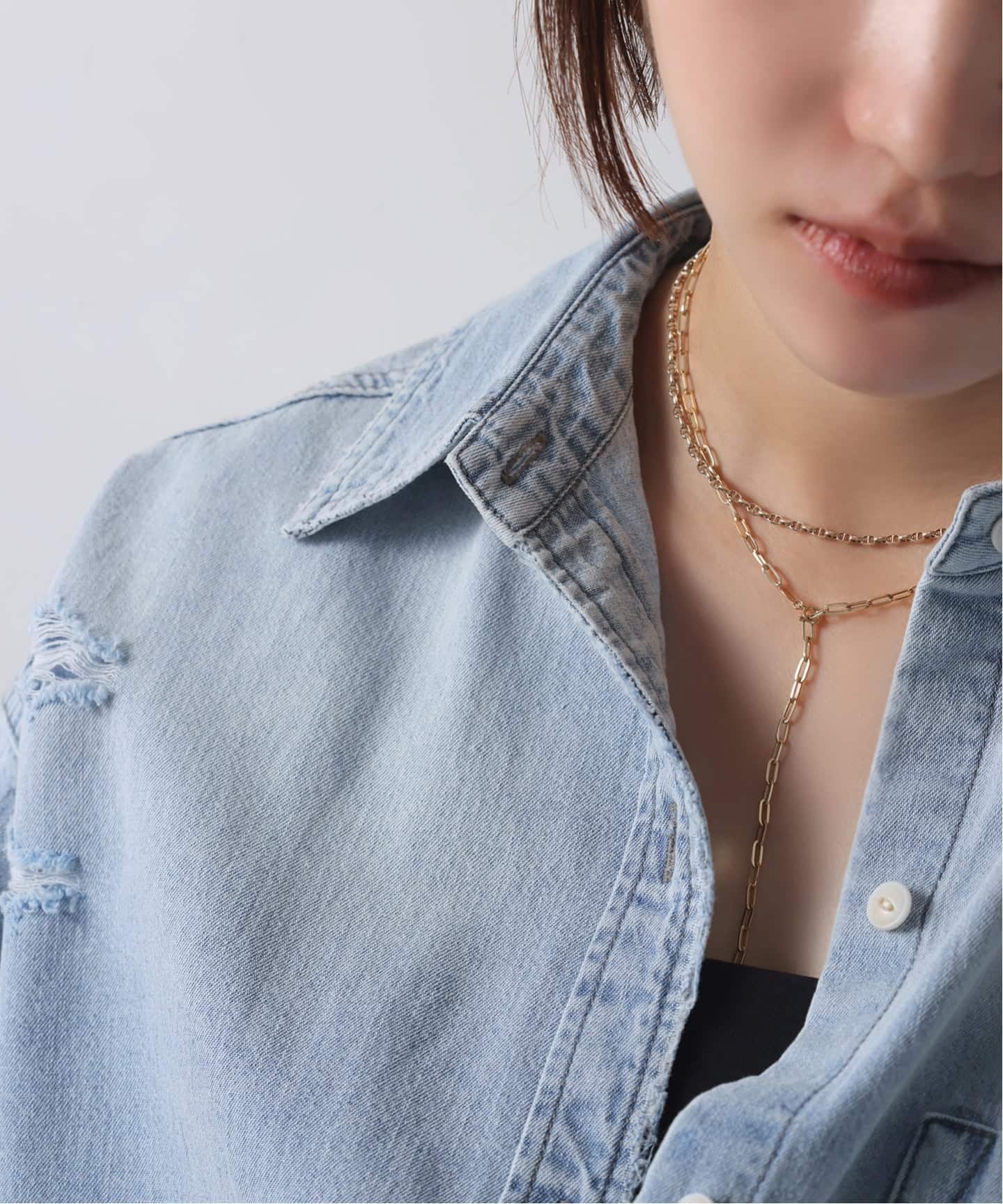 中空ペーパークリップチェーン50cmネックレス K18（ネックレス