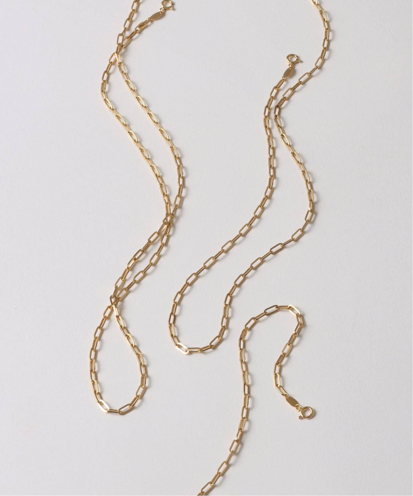 中空ペーパークリップチェーン50cmネックレス K18（ネックレス