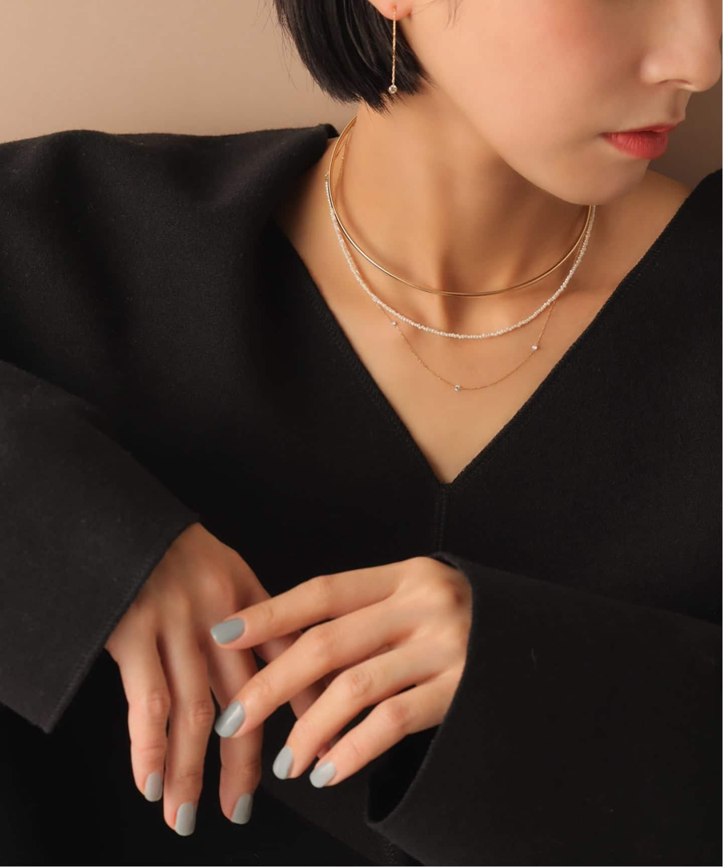 予約》2.5パイプC型チョーカー K10（ネックレス）｜Lilas（リラ）の