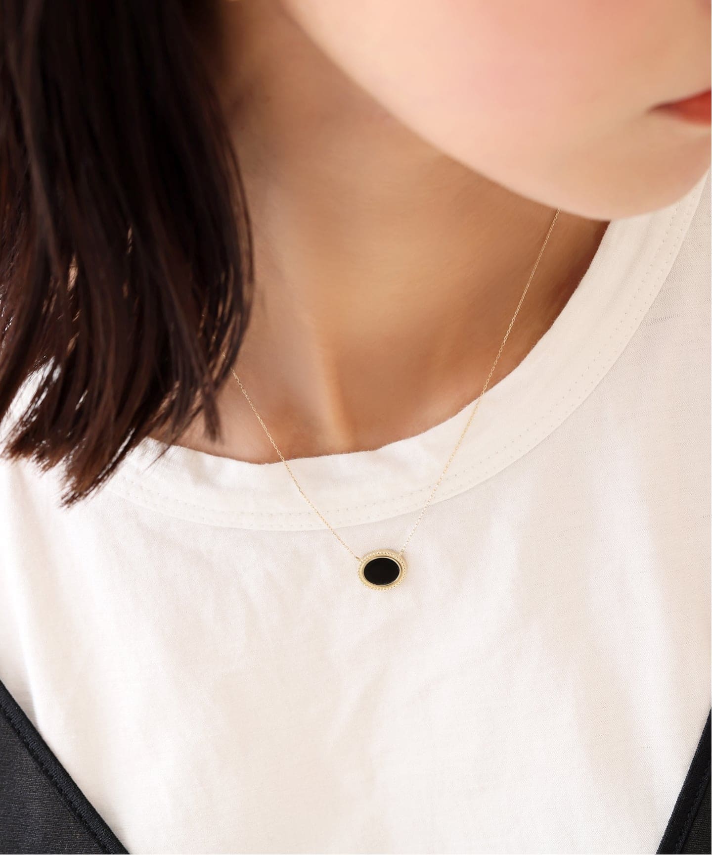 オーバルオニキスフラットネックレス K10（ネックレス）｜Lilas（リラ