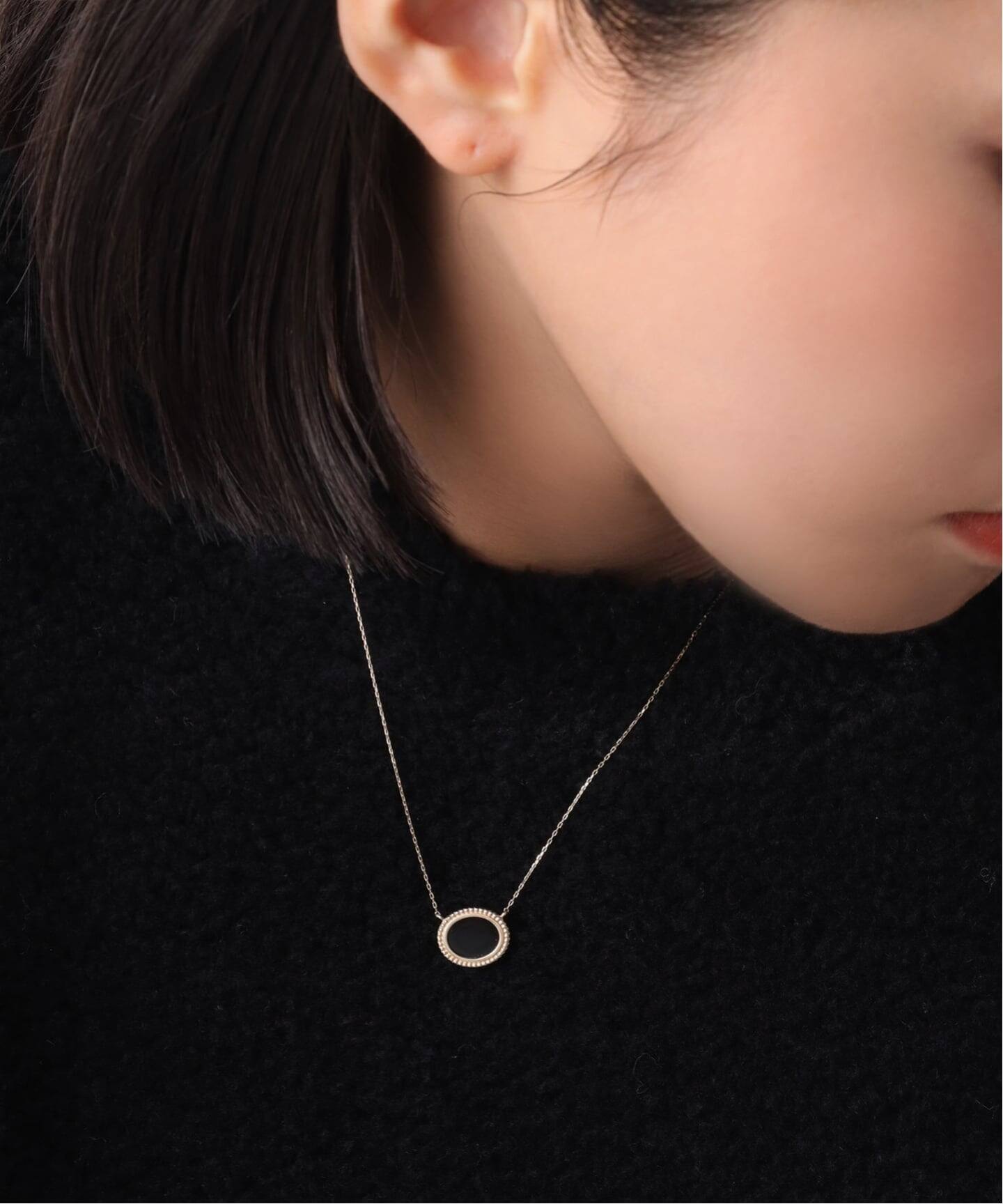 オーバルオニキスフラットネックレス K10（ネックレス）｜Lilas（リラ