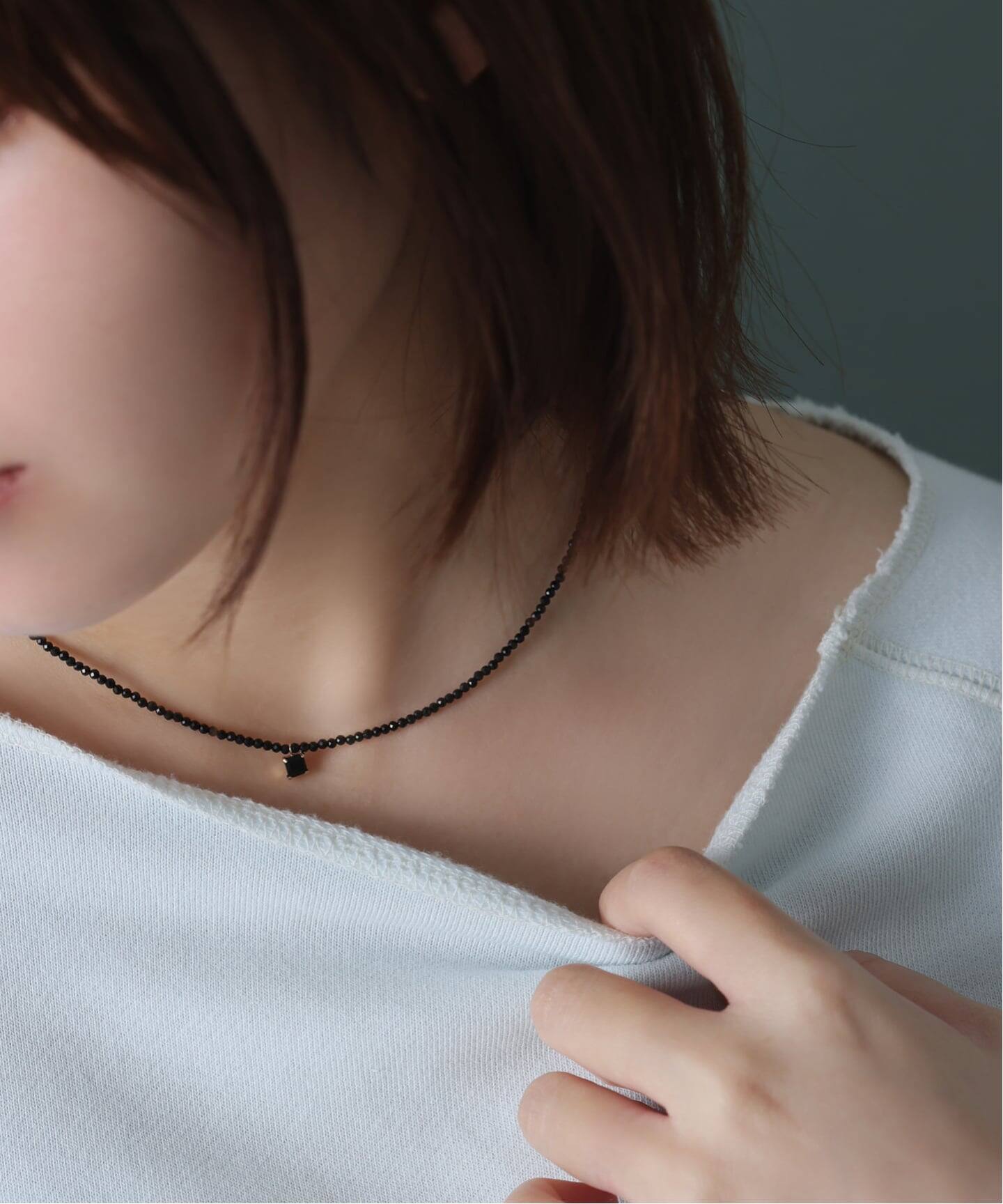リラバイスピック＆スパン オーバルオニキスフラットネックレス K10 