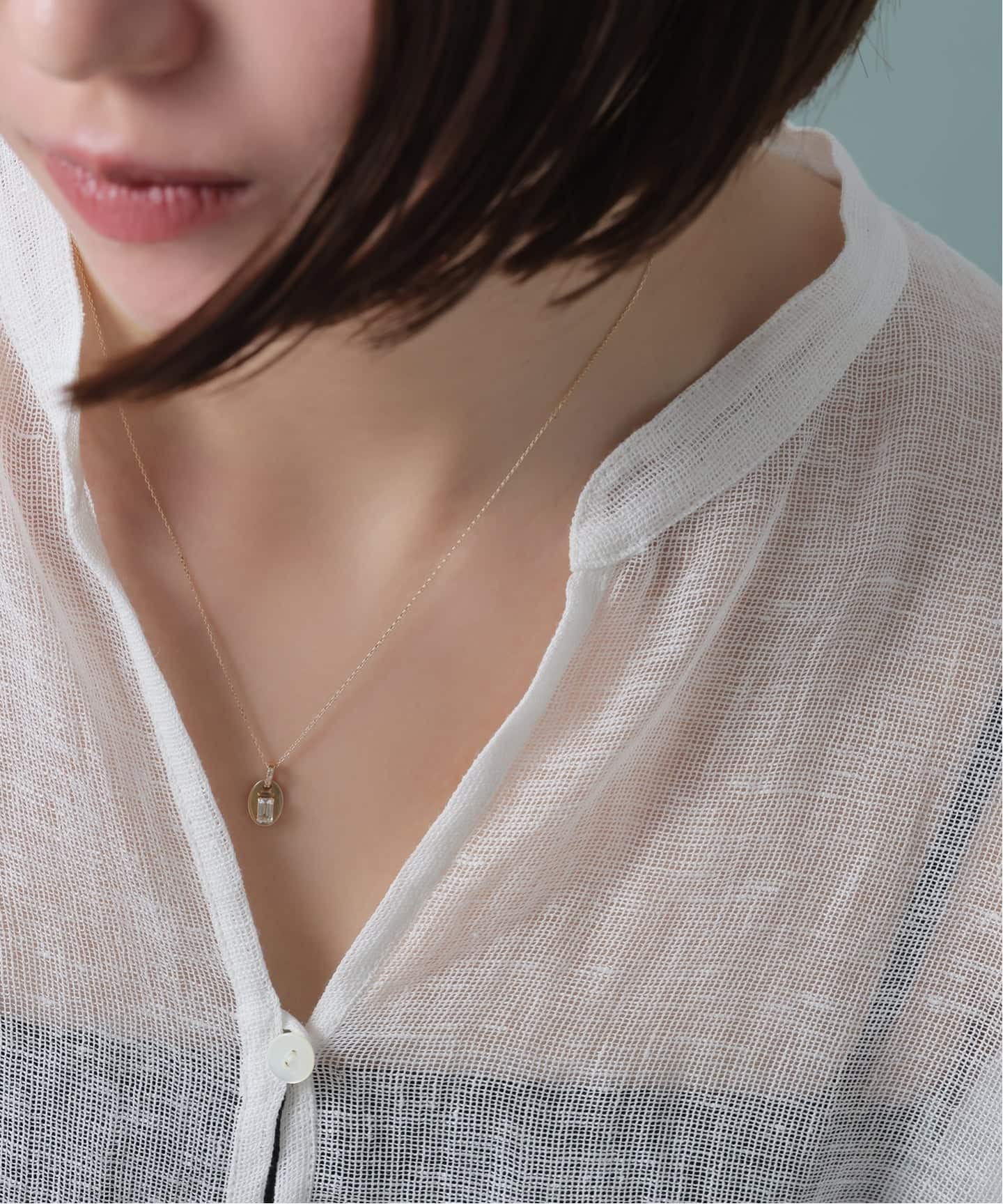 メレダイヤバチカンホワイトトパーズ45cmネックレス K10（ネックレス
