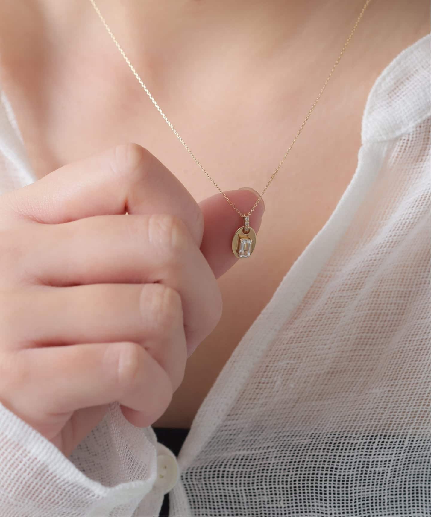 メレダイヤバチカンホワイトトパーズ45cmネックレス K10（ネックレス