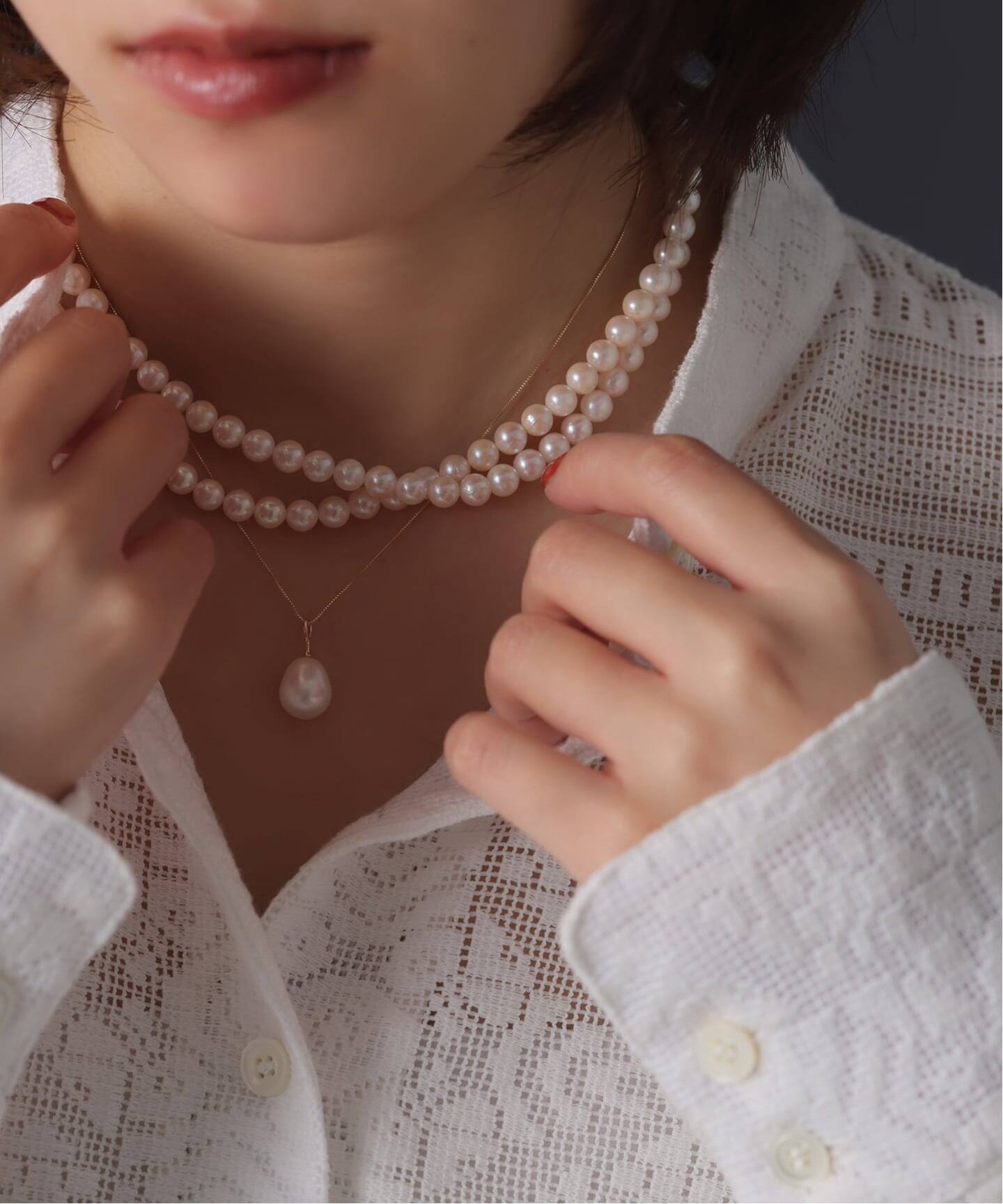 WEB限定》ドロップパールネックレス K10（ネックレス）｜Lilas（リラ
