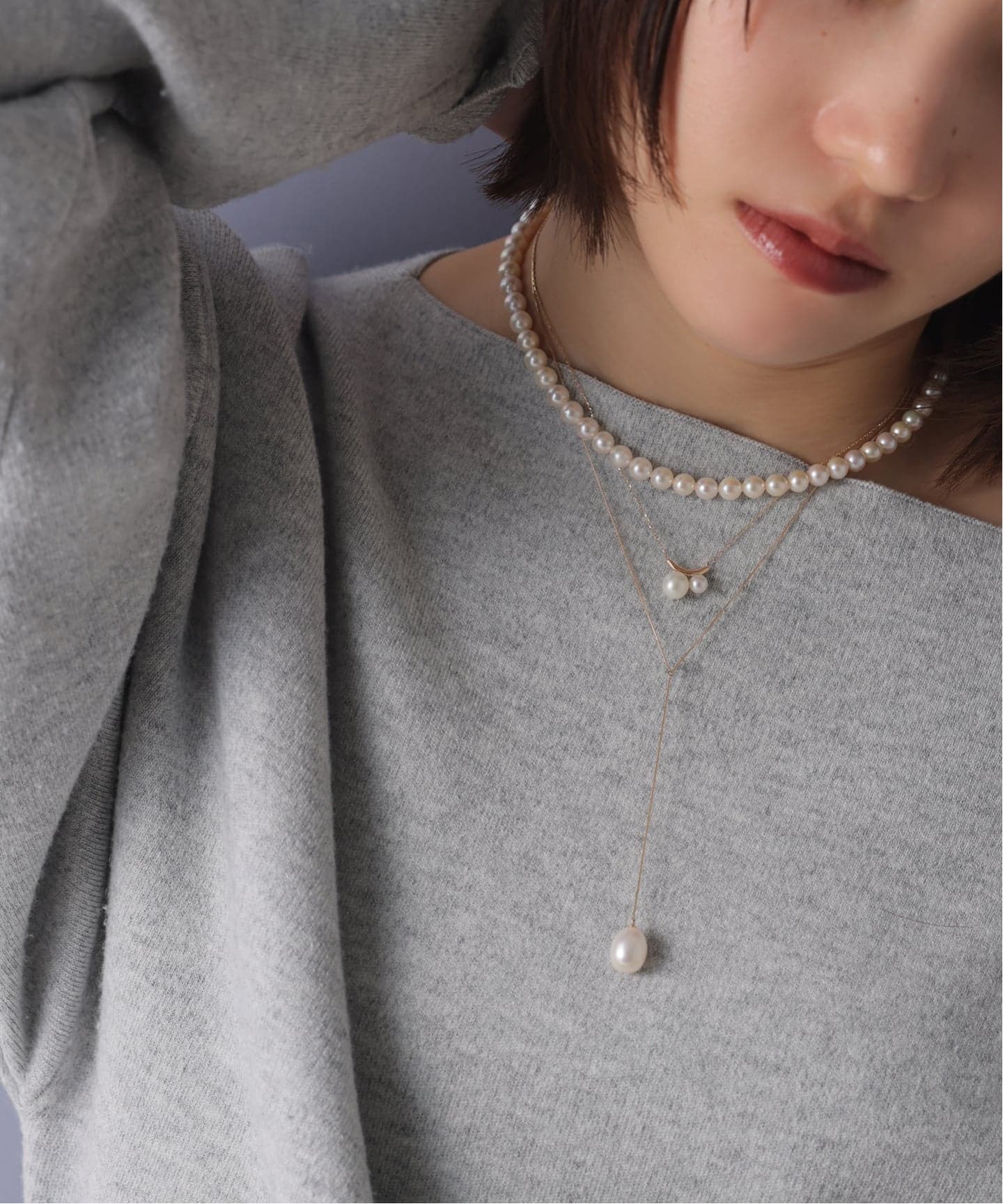 WEB限定》ダブルパールネックレス K10（ネックレス）｜Lilas（リラ）の