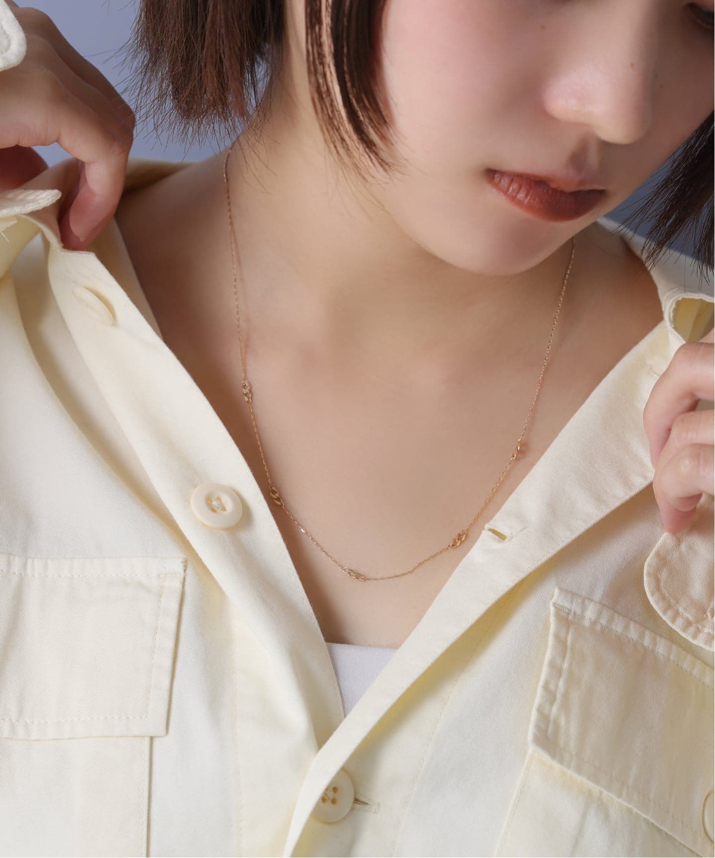 スタッドキヘイチェーンネックレス K10（ネックレス）｜Lilas（リラ