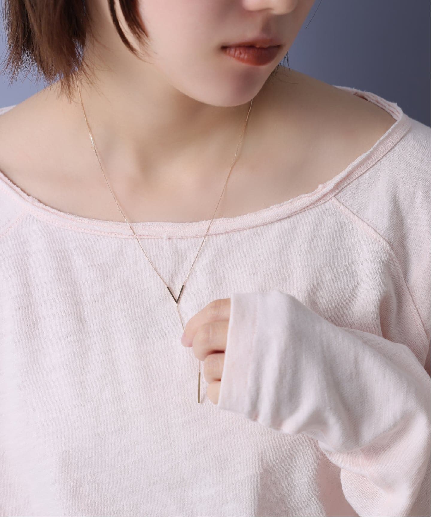 予約》プレートYチェーンネックレス K10（ネックレス）｜Lilas（リラ