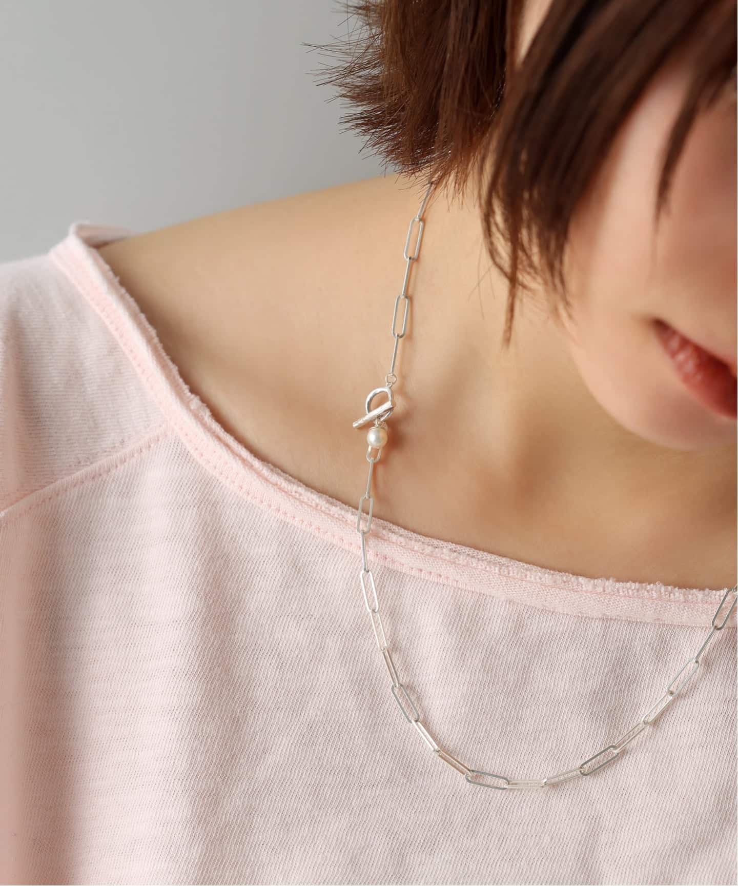 予約》【SAMH by LILAS】パールTバークリップチェーンネックレス SV
