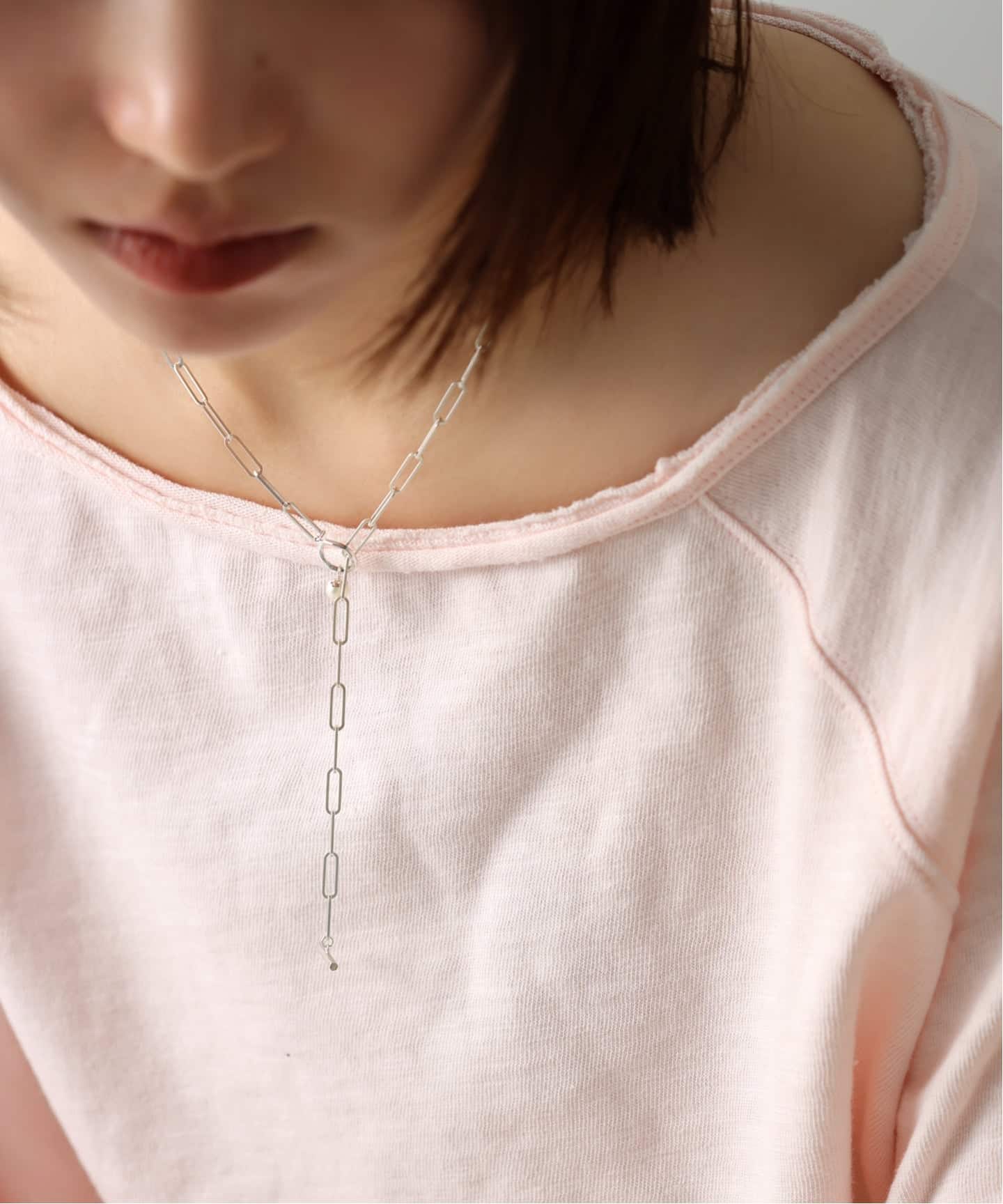 Lilas SAMH パールTバークリップチェーンネックレス SV SAMH by LILAS】パールTバークリップチェーンネックレス SV