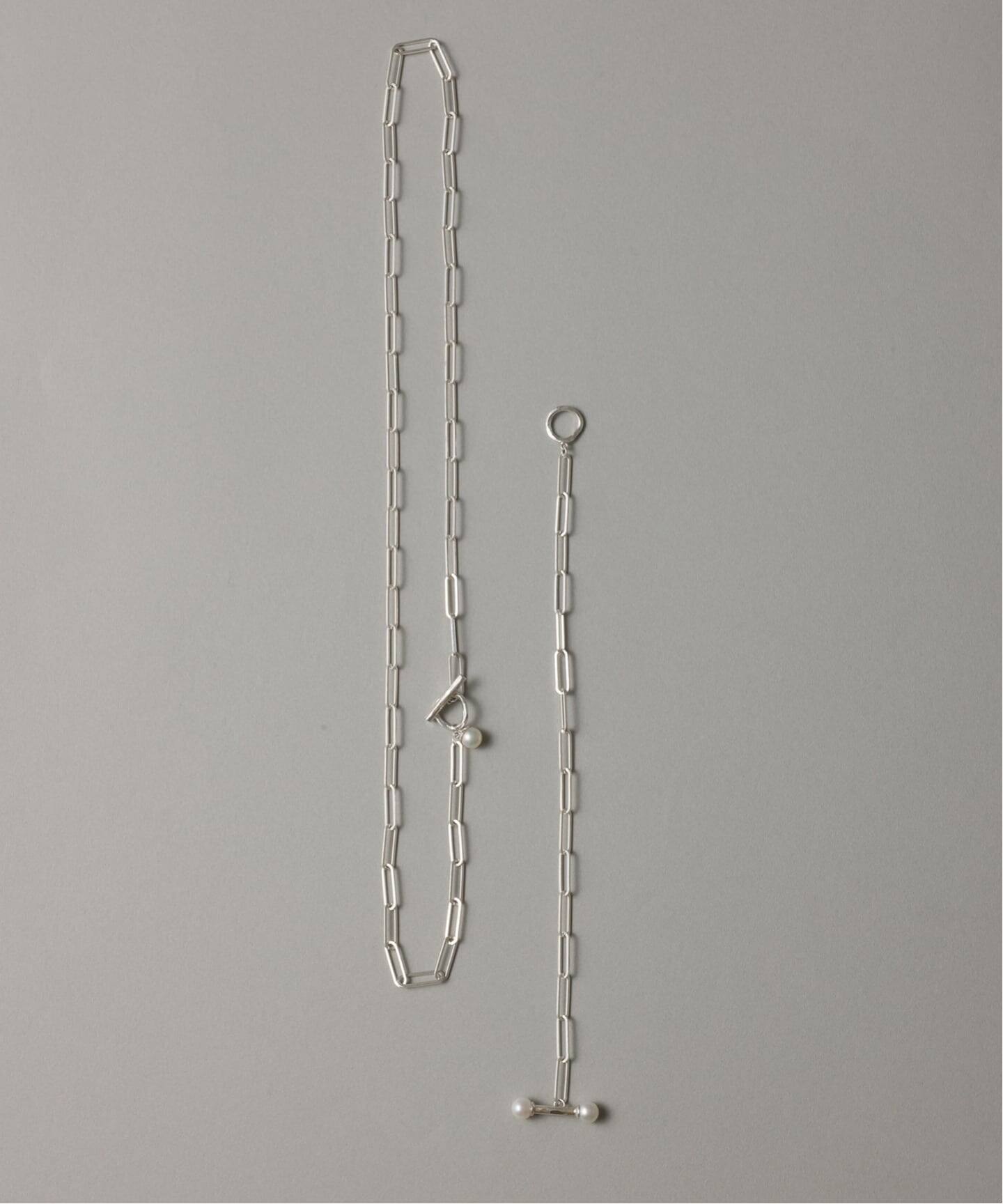 予約》【SAMH by LILAS】パールTバークリップチェーンネックレス SV