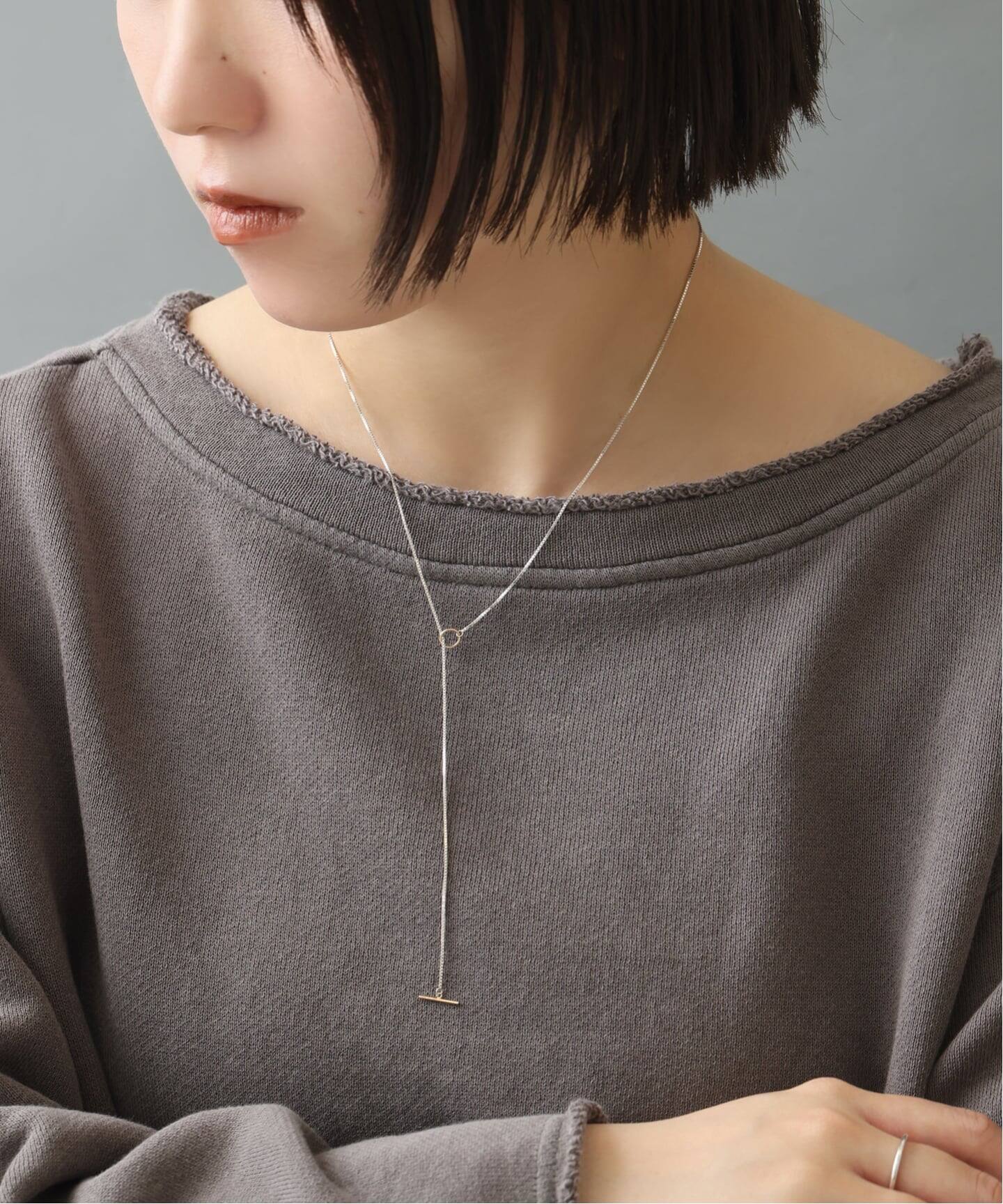 SAMH by LILAS】デタッチャブルTバーネックレス K10*SV（ネックレス