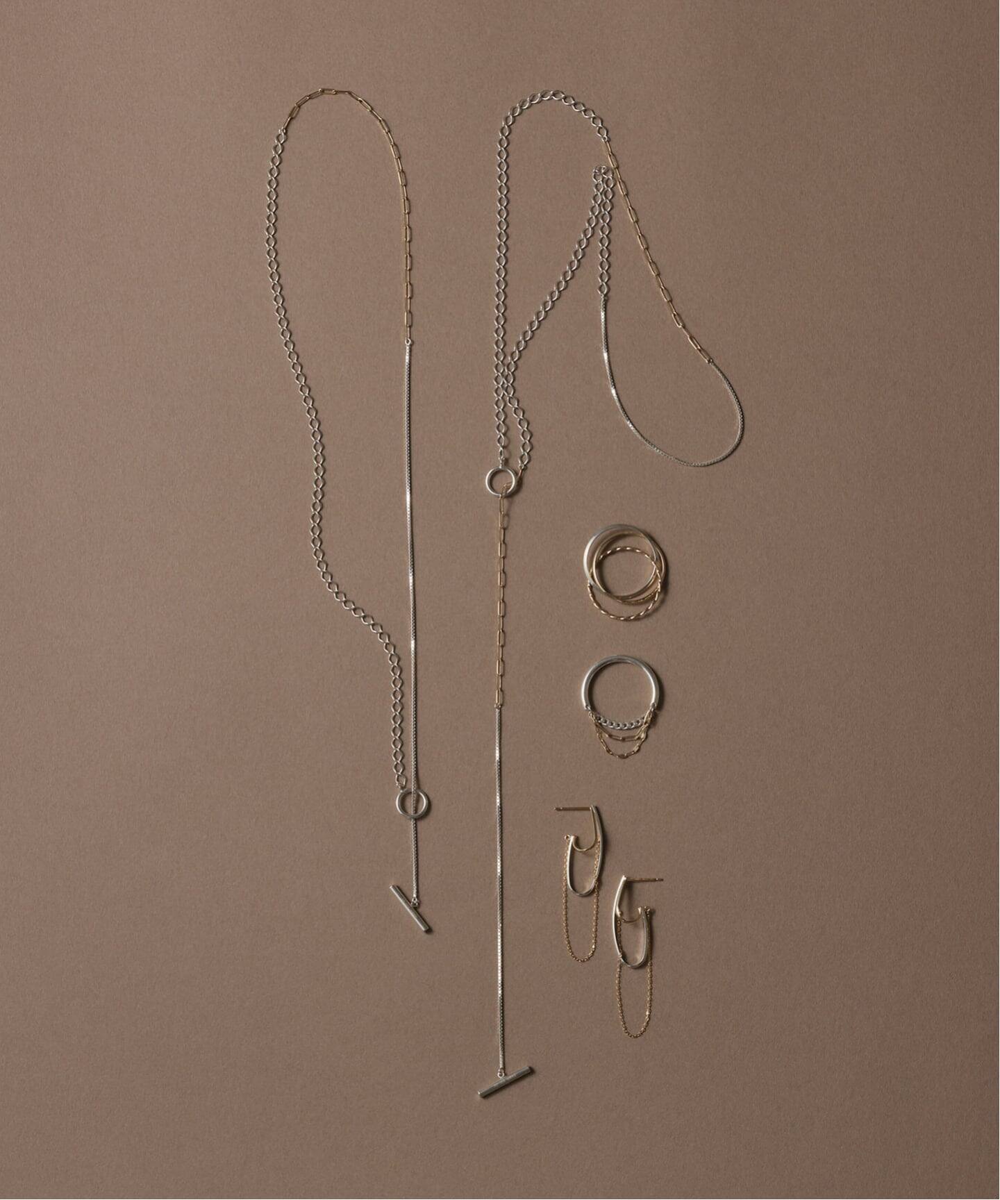 SAMH by LILAS】バイカラーチェーンロングネックレスK10*SV