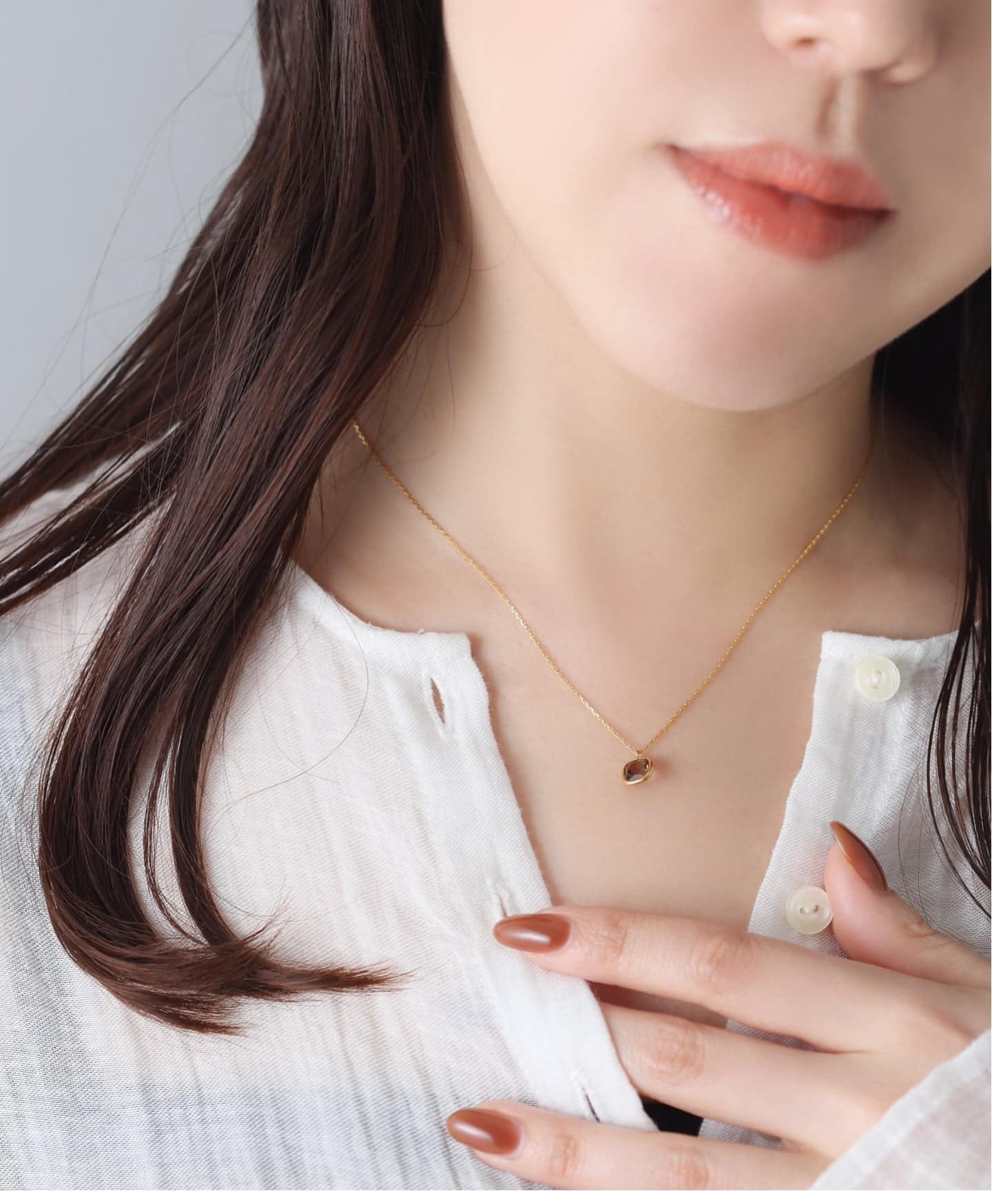 WEB限定予約》【SAMH by LILAS】スモーキークォーツネックレス SVK18GP
