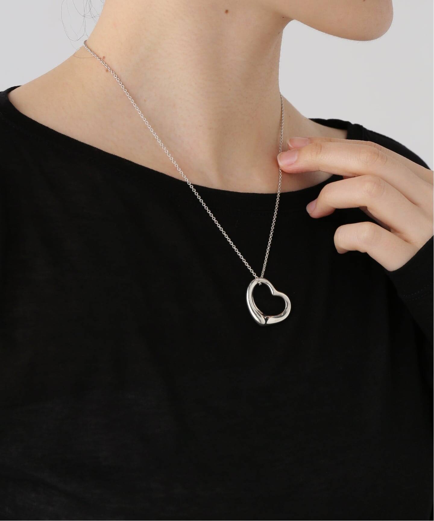 ティファニー　ネックレストップ 社外レザーネックレス VINTAGE TIFFANY&Co./ティファニー】Open heart necklace l