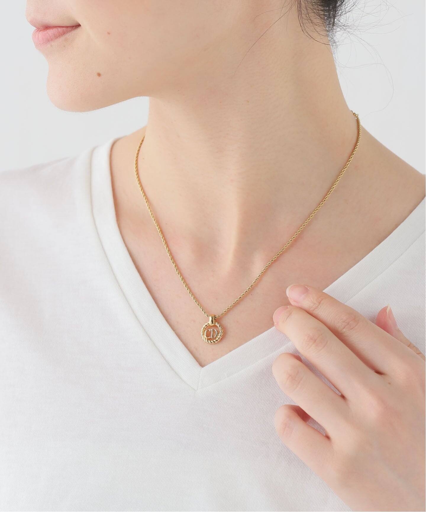 VINTAGE DIOR/ディオール】necklace logo round（ネックレス