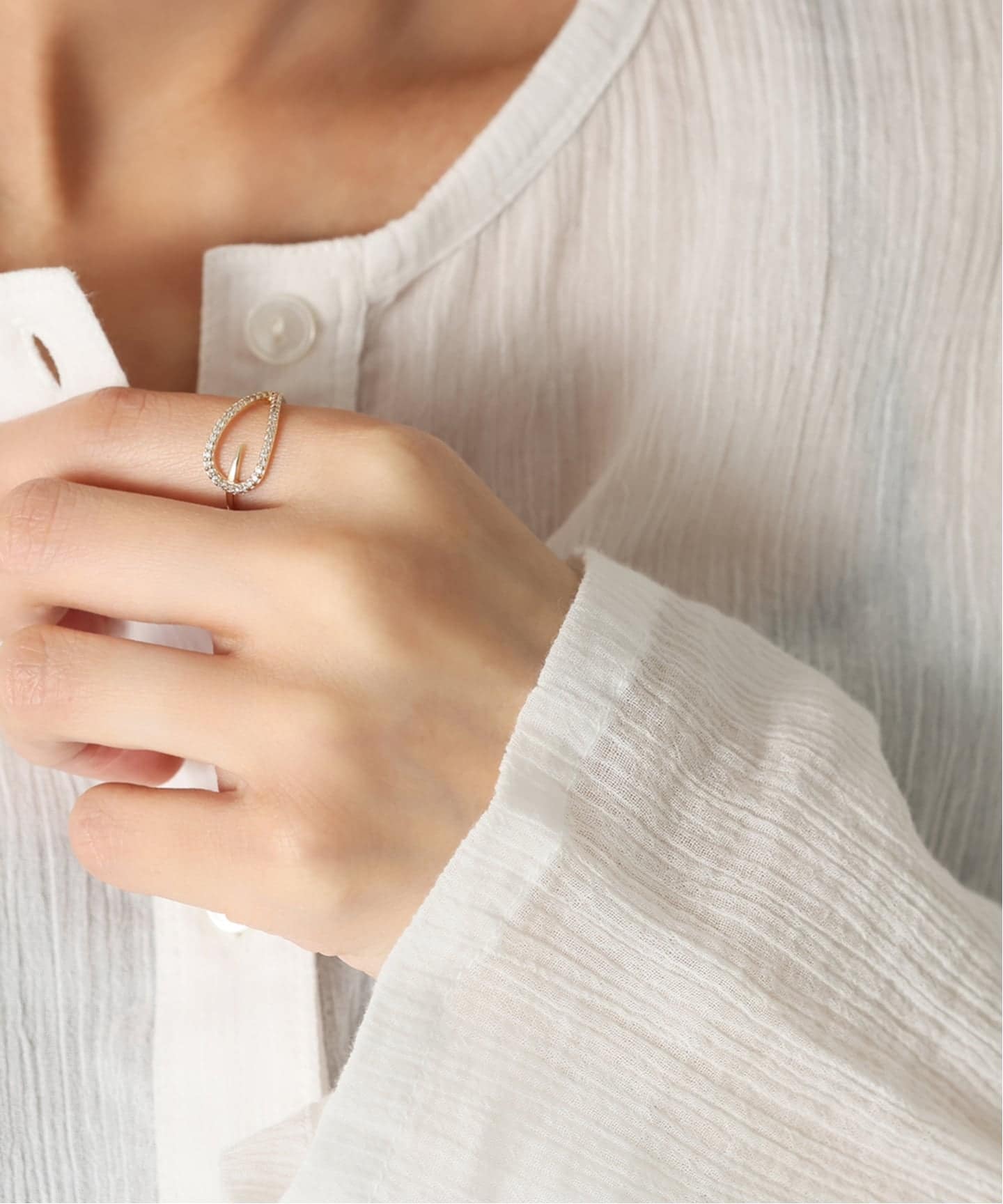 予約》ティアドロップラインダイヤリング K10（リング）｜Lilas（リラ