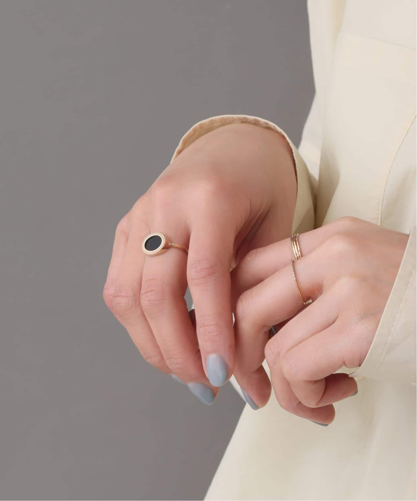 新品　オニキス0.5ct フラットリング K10 新品 オニキス0.5ct フラットリング K10