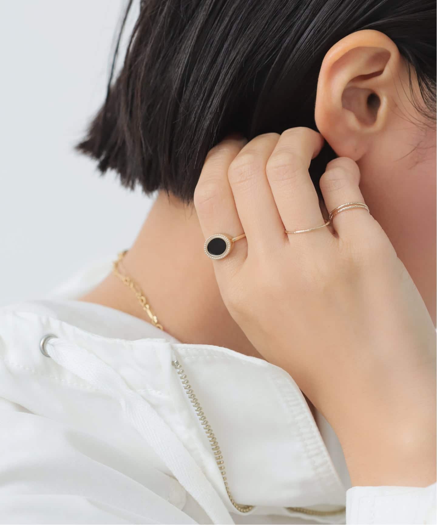 新品　オニキス0.5ct フラットリング K10 新品 オニキス0.5ct フラットリング K10