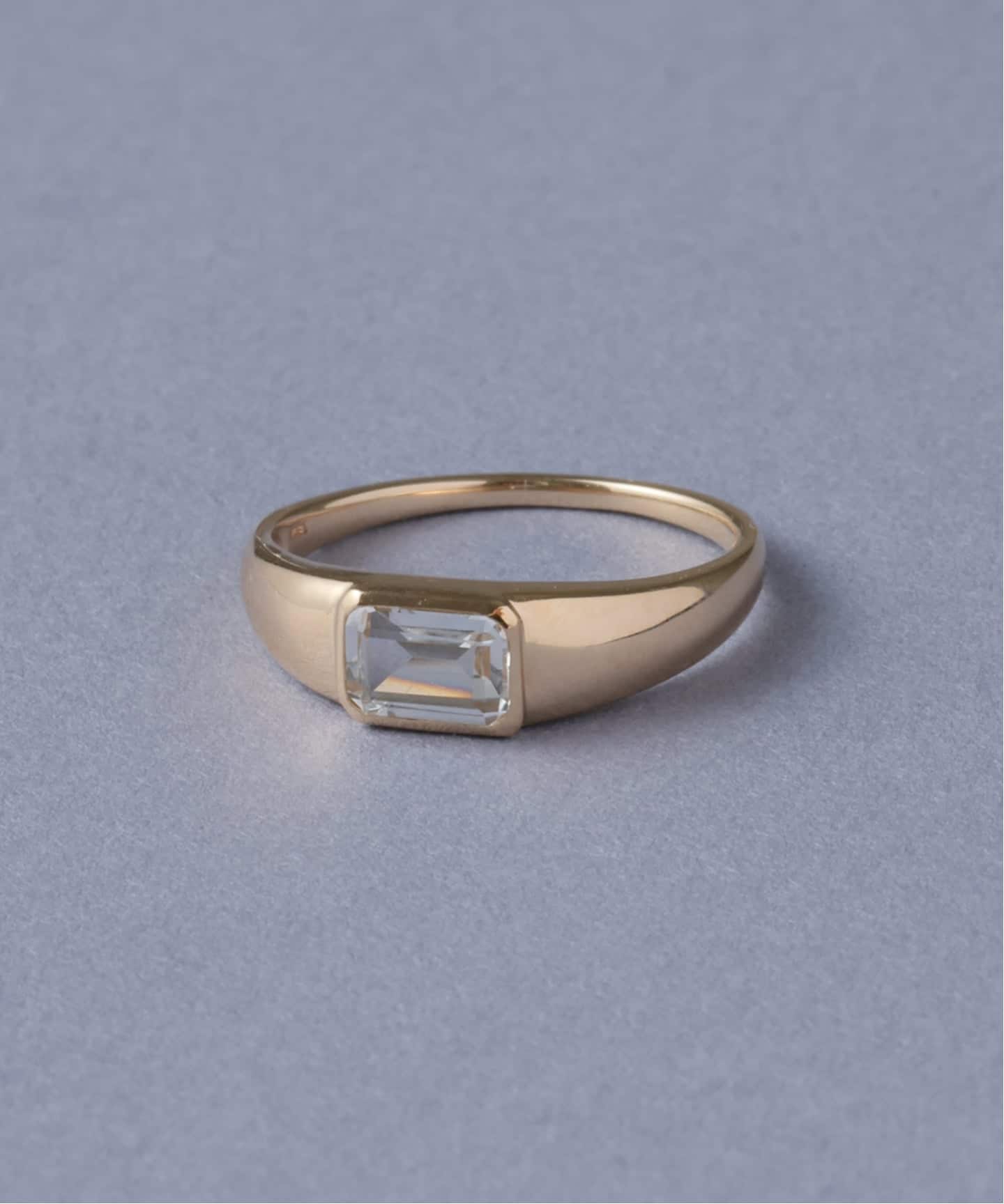 ホワイトトパーズバゲットワイドリング K10（リング）｜Lilas（リラ
