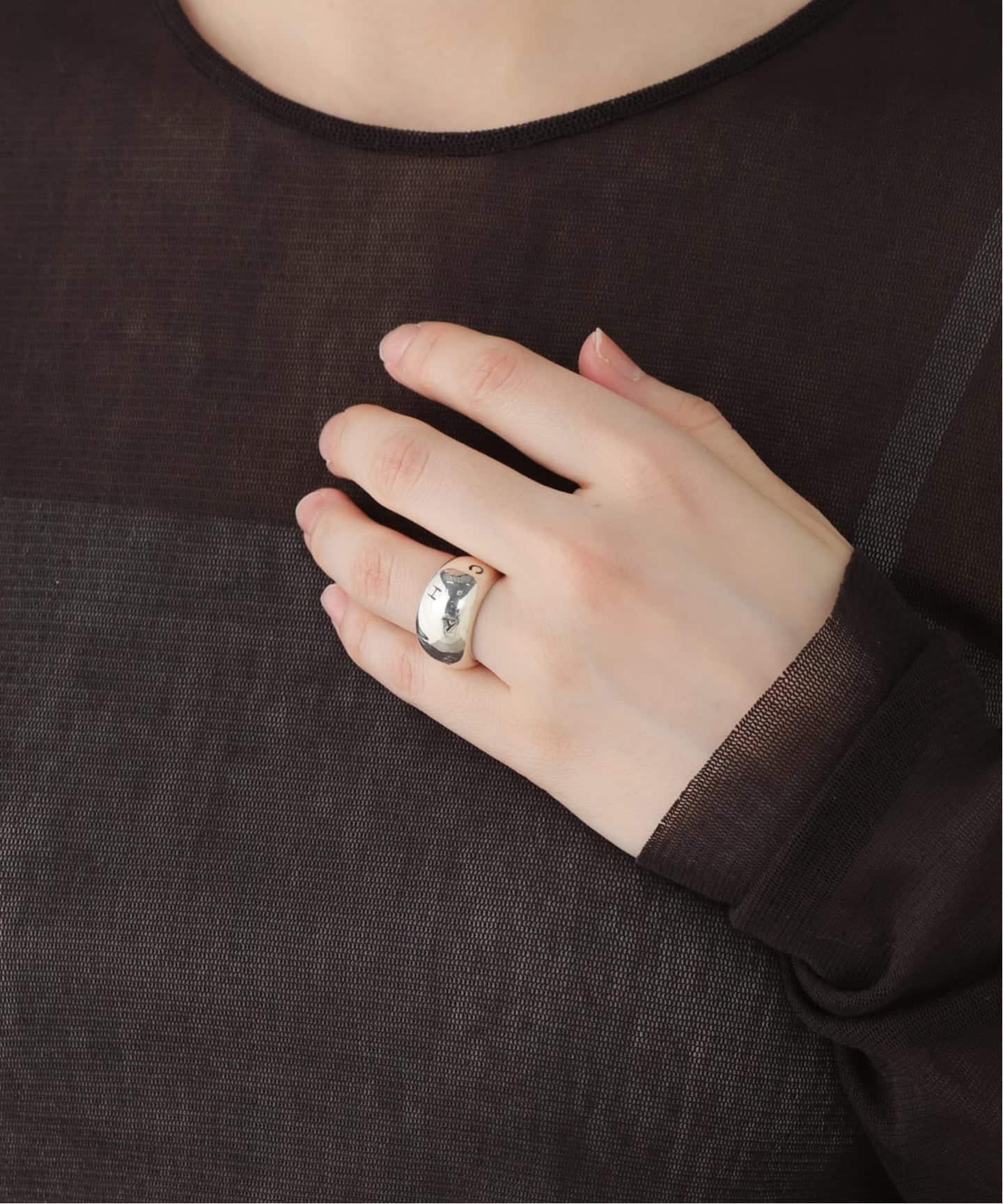 VINTAGE CHANEL/シャネル】Logo lettering ring wide（リング