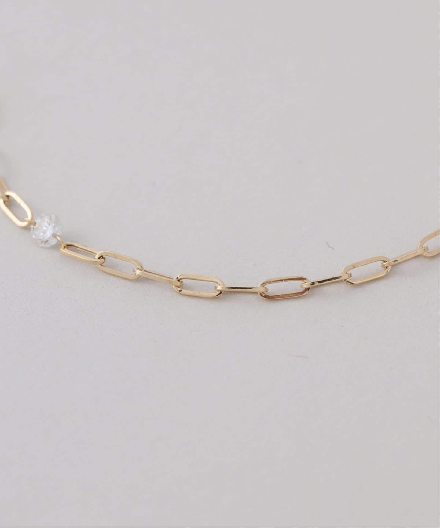 ダブルホールダイヤペーパークリップチェーンブレスレット K18