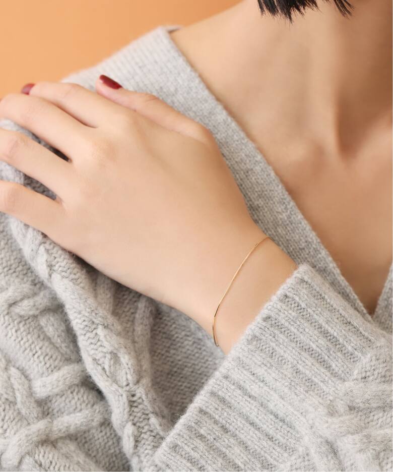 Lilas】 K10YG プレートチェーンブレスレット コンパクトチェーン 