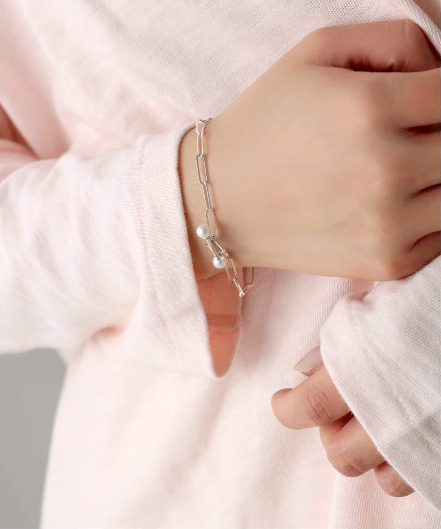 SAMH by LILAS】パールTバークリップチェーンブレスレット SV