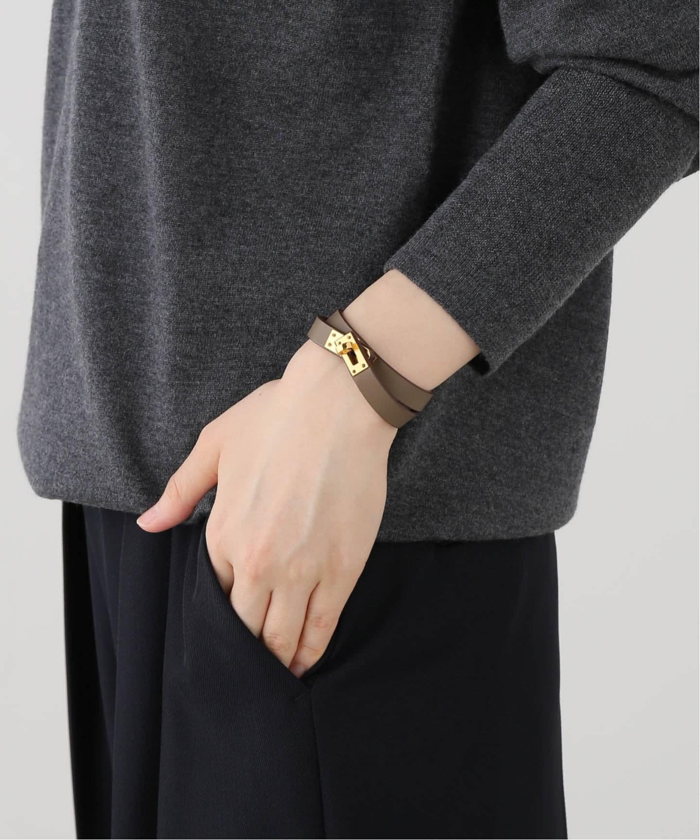 【良品】HERMES エルメス サックアデペッシュ バングル ブレスレット HERMES/エルメス】HERMES Kelly double tour bracelet（ブレスレット