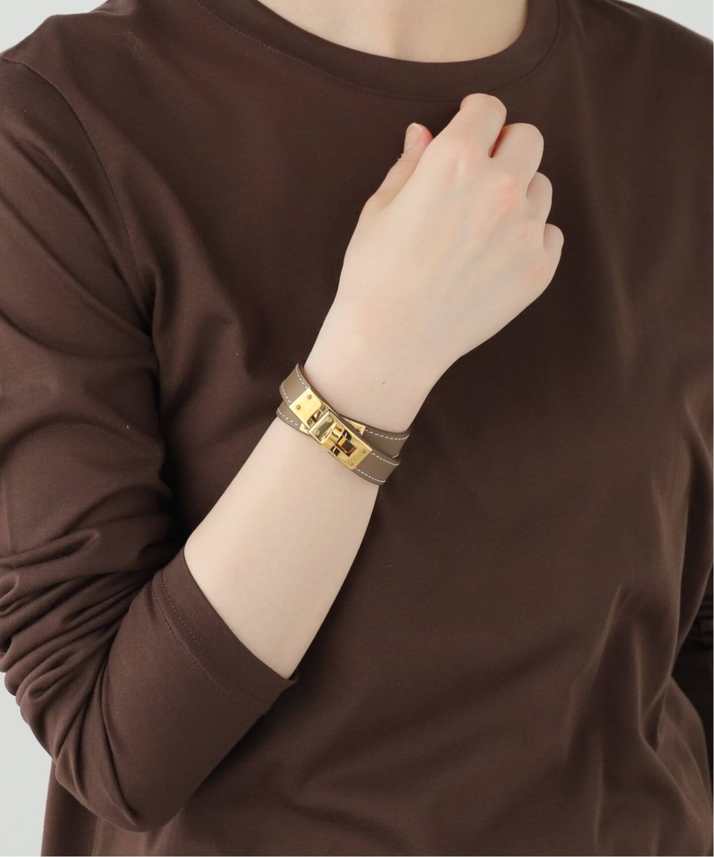 HERMES エルメス ケリー バングル ゴールド グレー ブレスレット HERMES/エルメス】Kelly double tour bracelet（ブレスレット