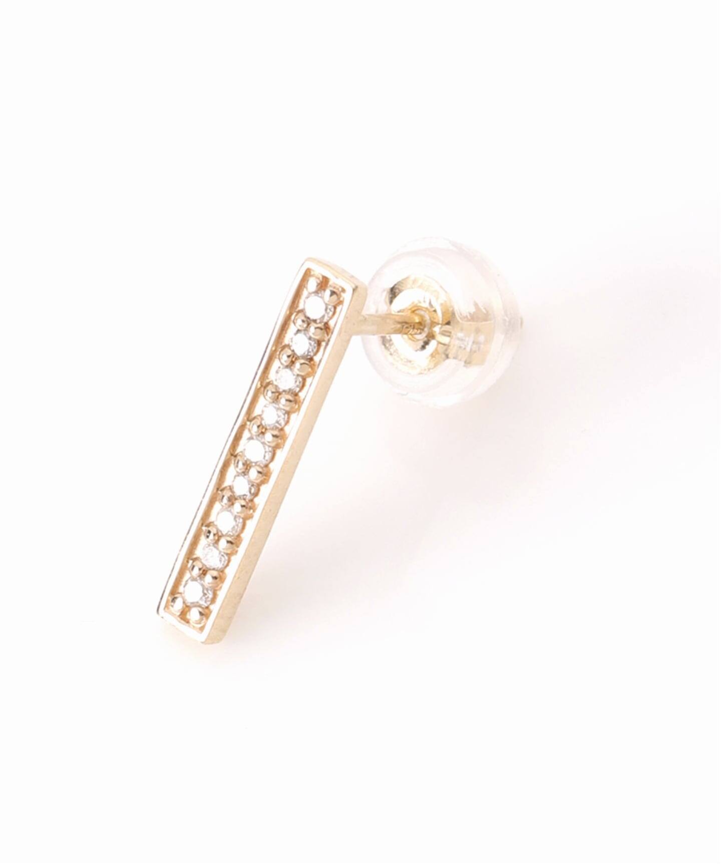 予約》ボックスダイヤ12mmバーピアス K10（両耳）（ピアス（両耳用