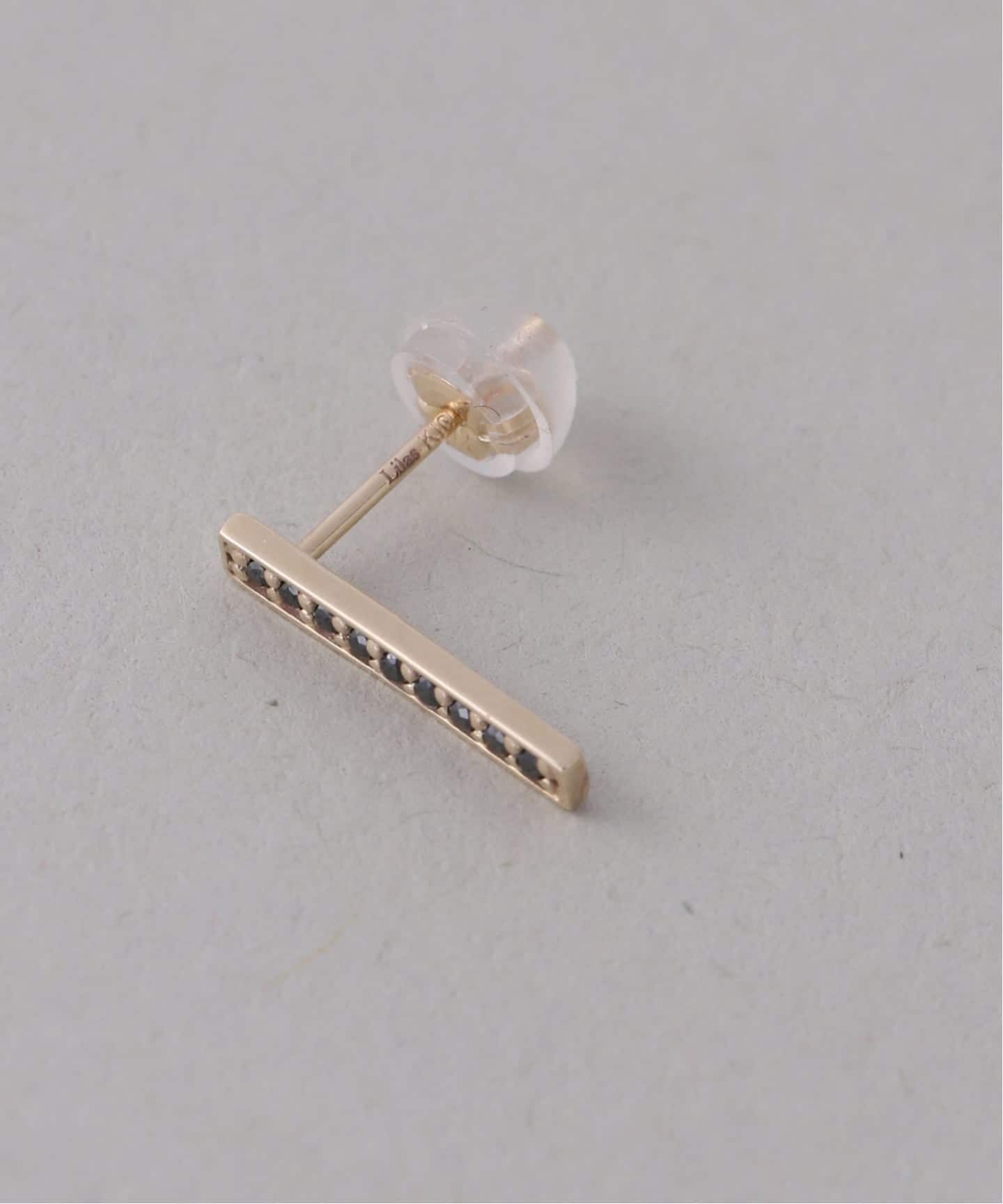 予約》ボックスブラックダイヤ12mmバーピアス K10（両耳）（ピアス（両