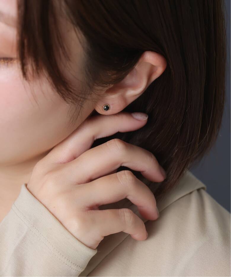 予約》ブラックダイヤローズカットピアス K10（両耳）（ピアス（両耳用 