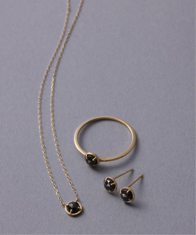 予約》ブラックダイヤローズカットピアス K10（両耳）（ピアス（両耳用 