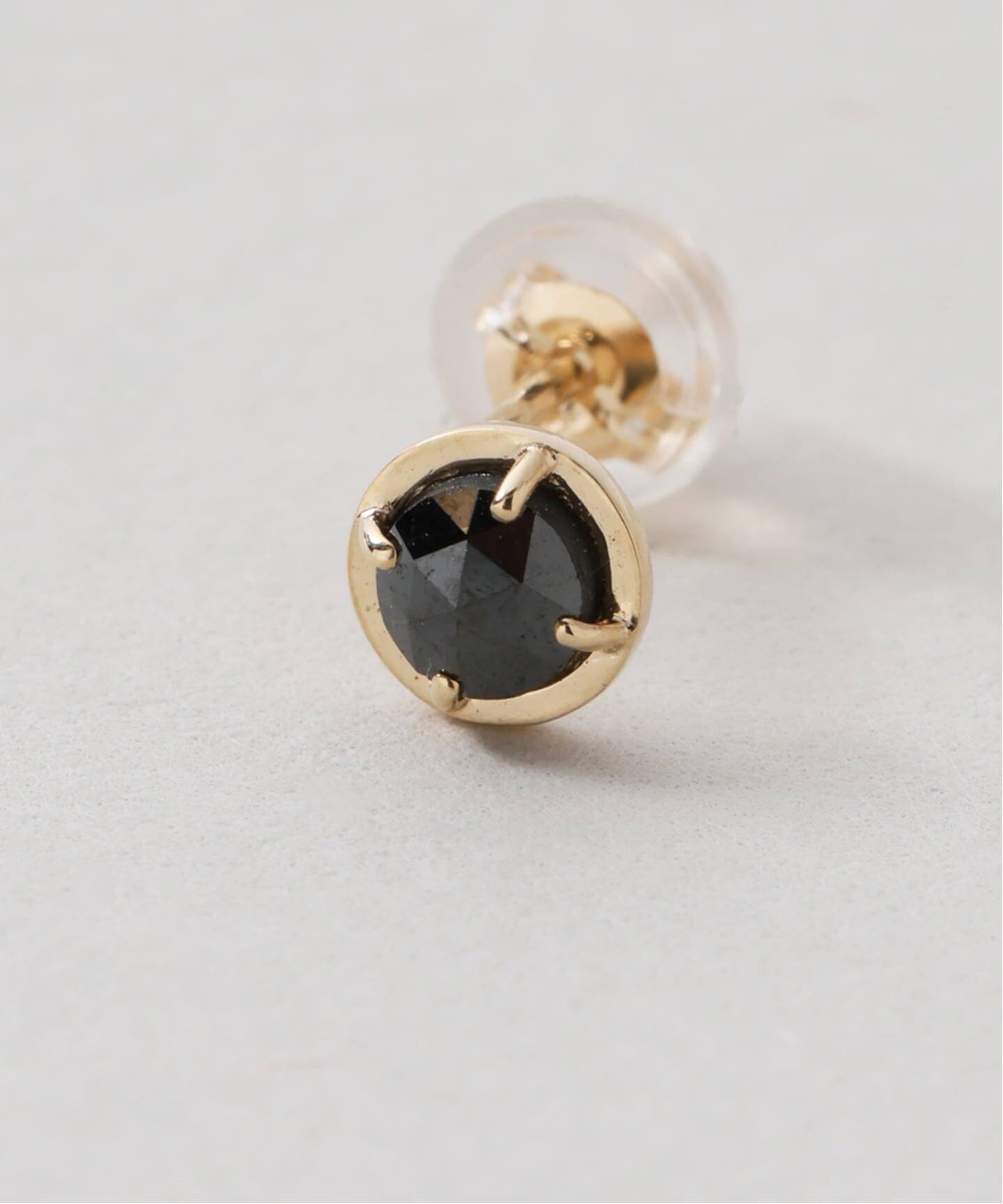 ブラックダイヤローズカットピアス K10（両耳）（ピアス（両耳用 
