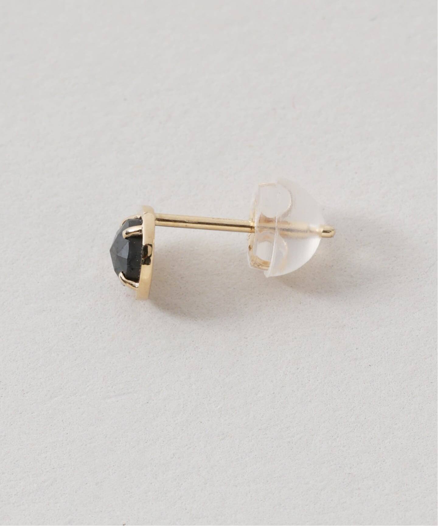 ブラックダイヤローズカットピアス K10（両耳）（ピアス（両耳用 