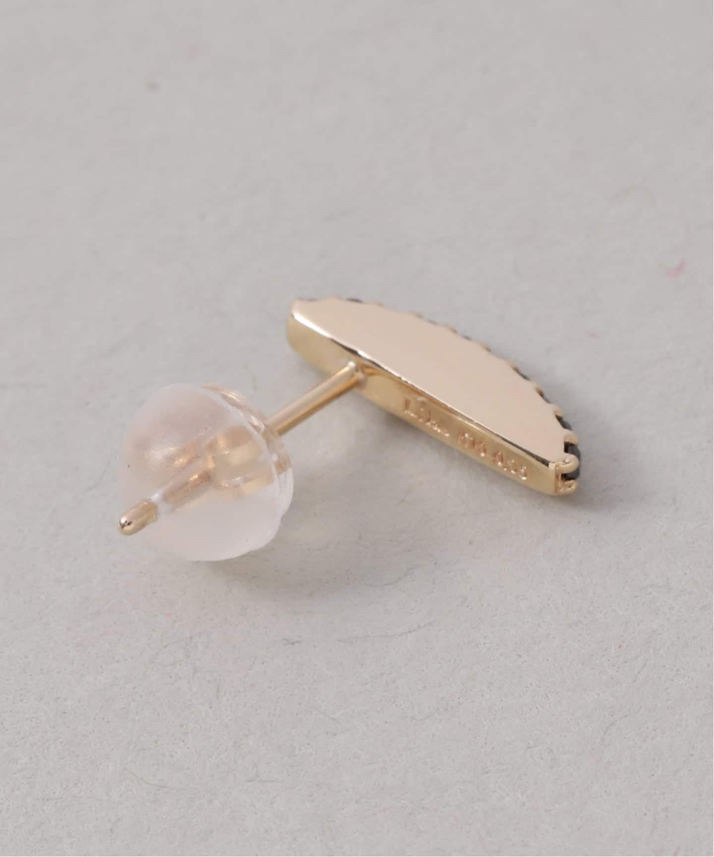 セミサークルブラックダイヤピアス K10（両耳）（ピアス（両耳用