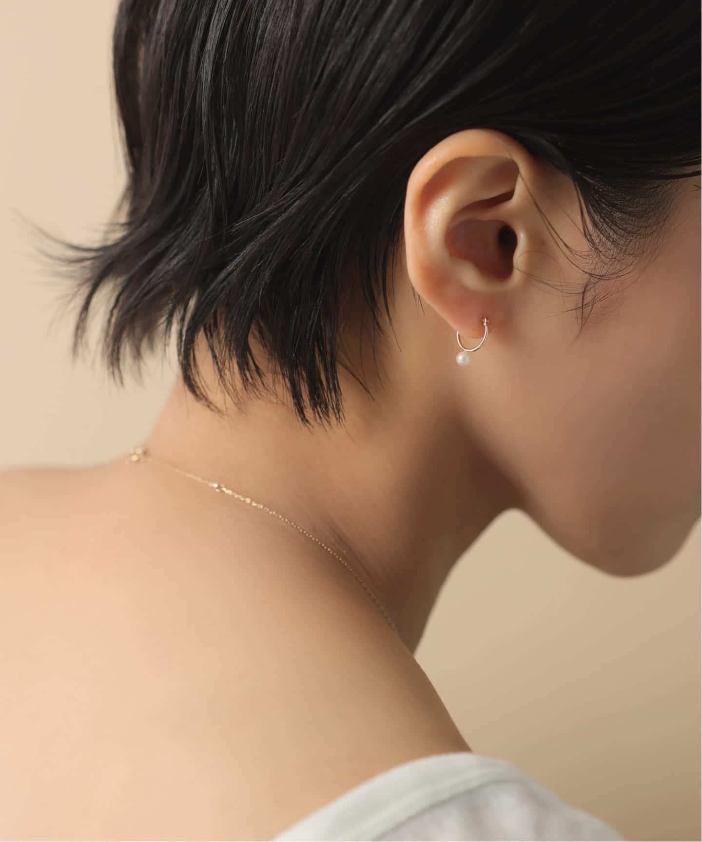WEB限定》パールフープピアスS K10（両耳）（ピアス（両耳用