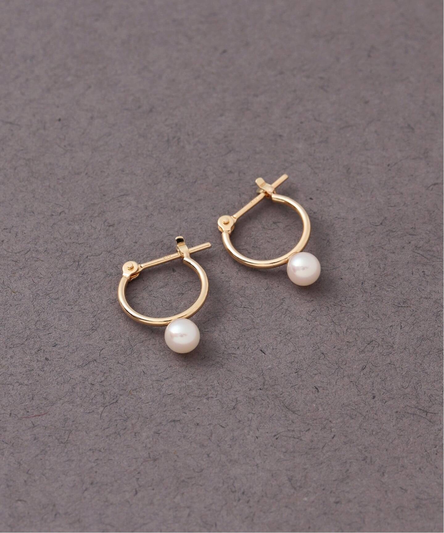 WEB限定》パールフープピアスS K10（両耳）（ピアス（両耳用