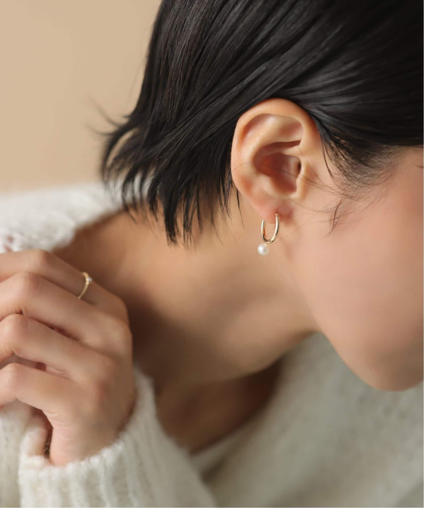 WEB限定予約》パールフープピアスL K10（両耳）（ピアス（両耳用