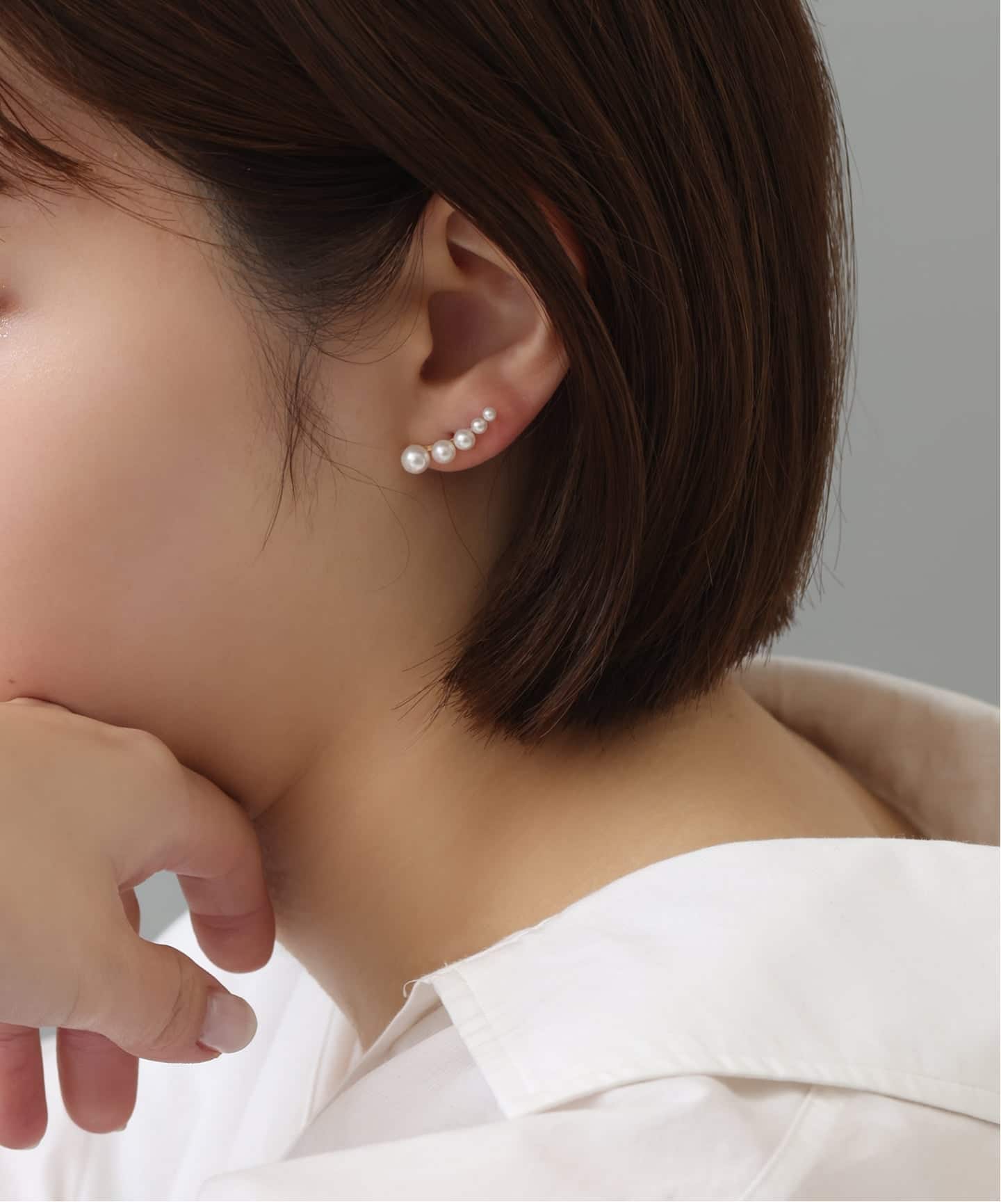 5ピースグラデーションパールピアス　K10 WEB限定予約》5ピースグラデーションパールピアス K10（両耳）（ピアス