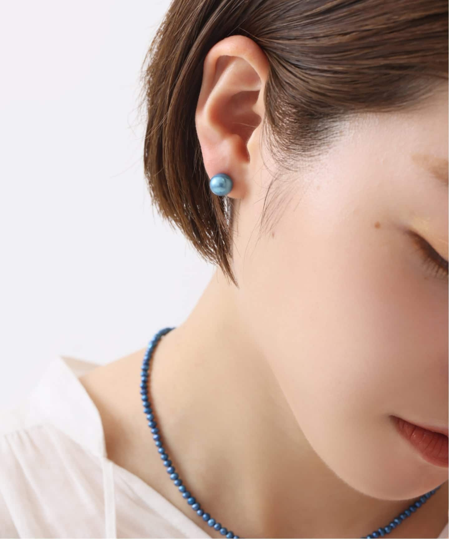 Lilas K10 フープピアス　アコヤバロックインディゴパールピアス 予約》8mmインディゴパール1粒ピアス K10（両耳）（ピアス（両耳用