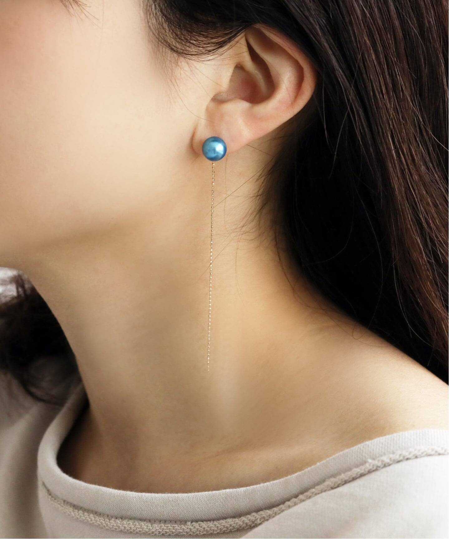 Lilas K10 フープピアス　アコヤバロックインディゴパールピアス 予約》8mmインディゴパール1粒ピアス K10（両耳）（ピアス（両耳用