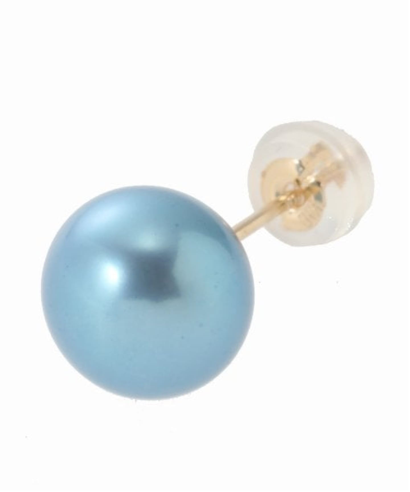 予約》8mmインディゴパール1粒ピアス K10（両耳）（ピアス（両耳用