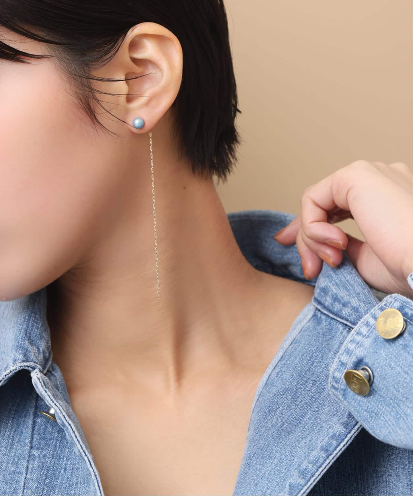 予約》インディゴパール1粒ピンピアス K10(両耳)（ピアス（両耳用