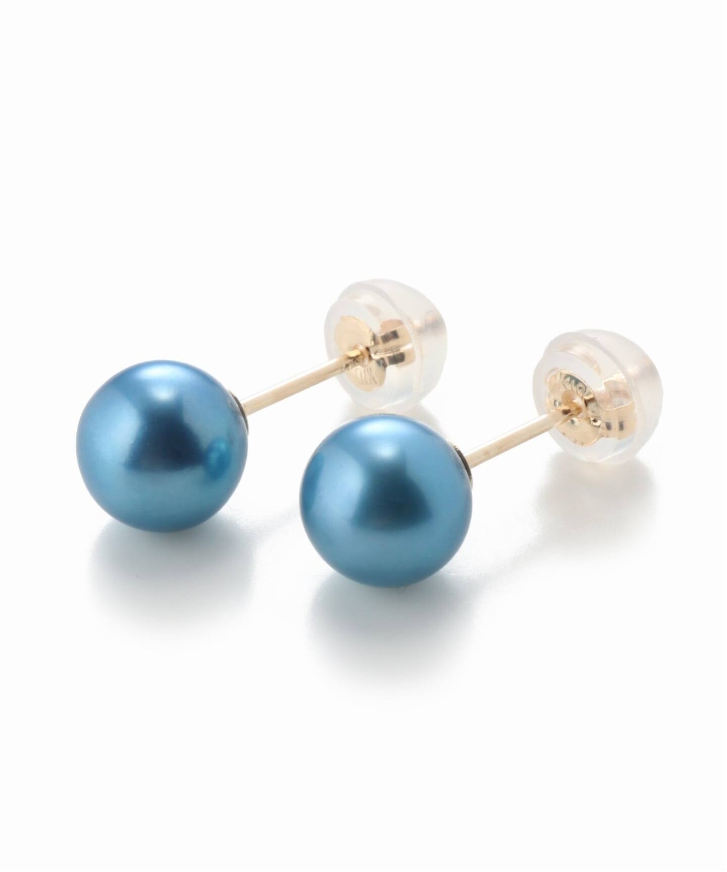 インディゴパール1粒ピンピアス K10(両耳)（ピアス（両耳用））｜Lilas