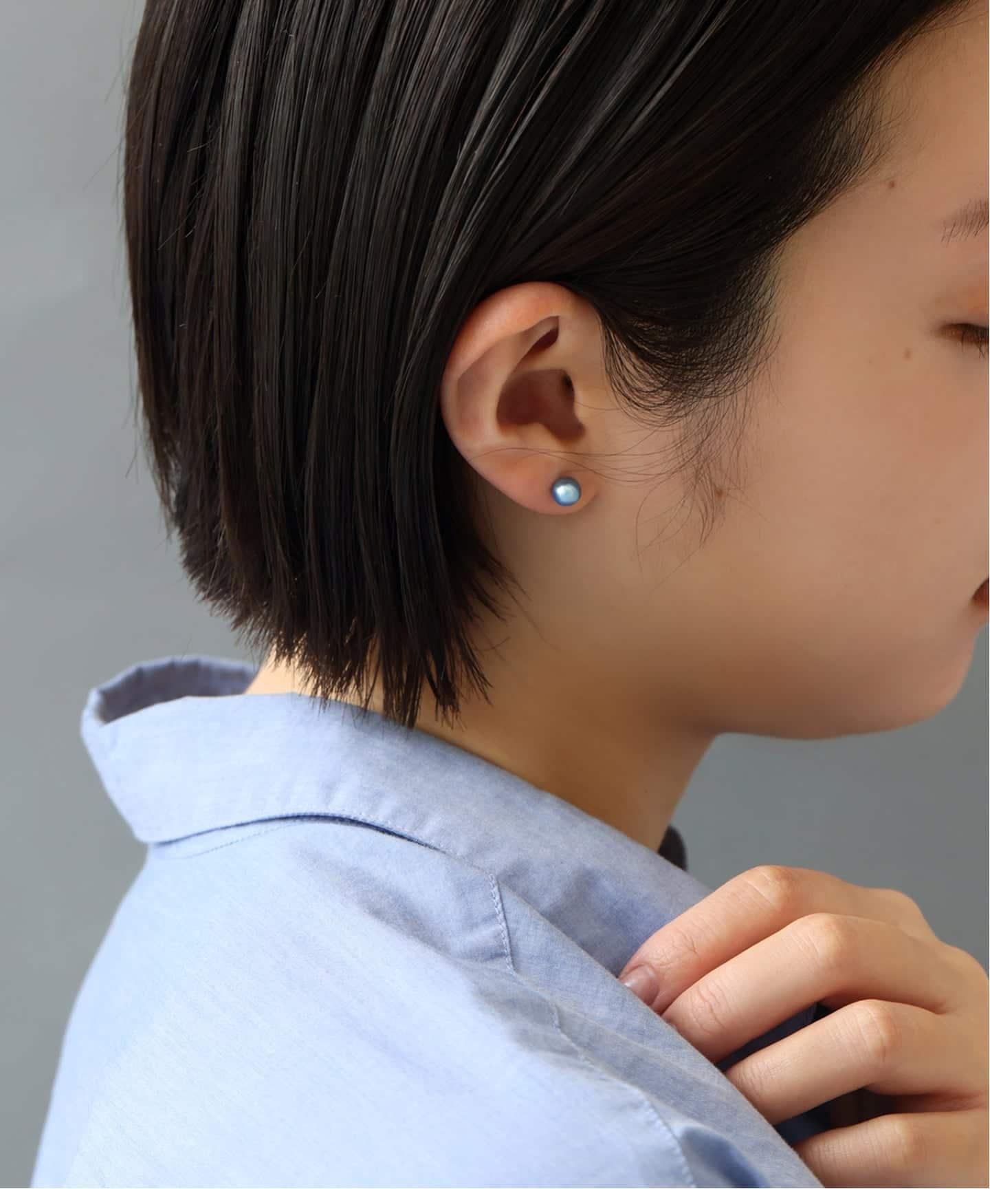 Lilas K10 フープピアス　アコヤバロックインディゴパールピアス 予約》インディゴパール1粒ピンピアス K10(両耳)（ピアス（両耳用