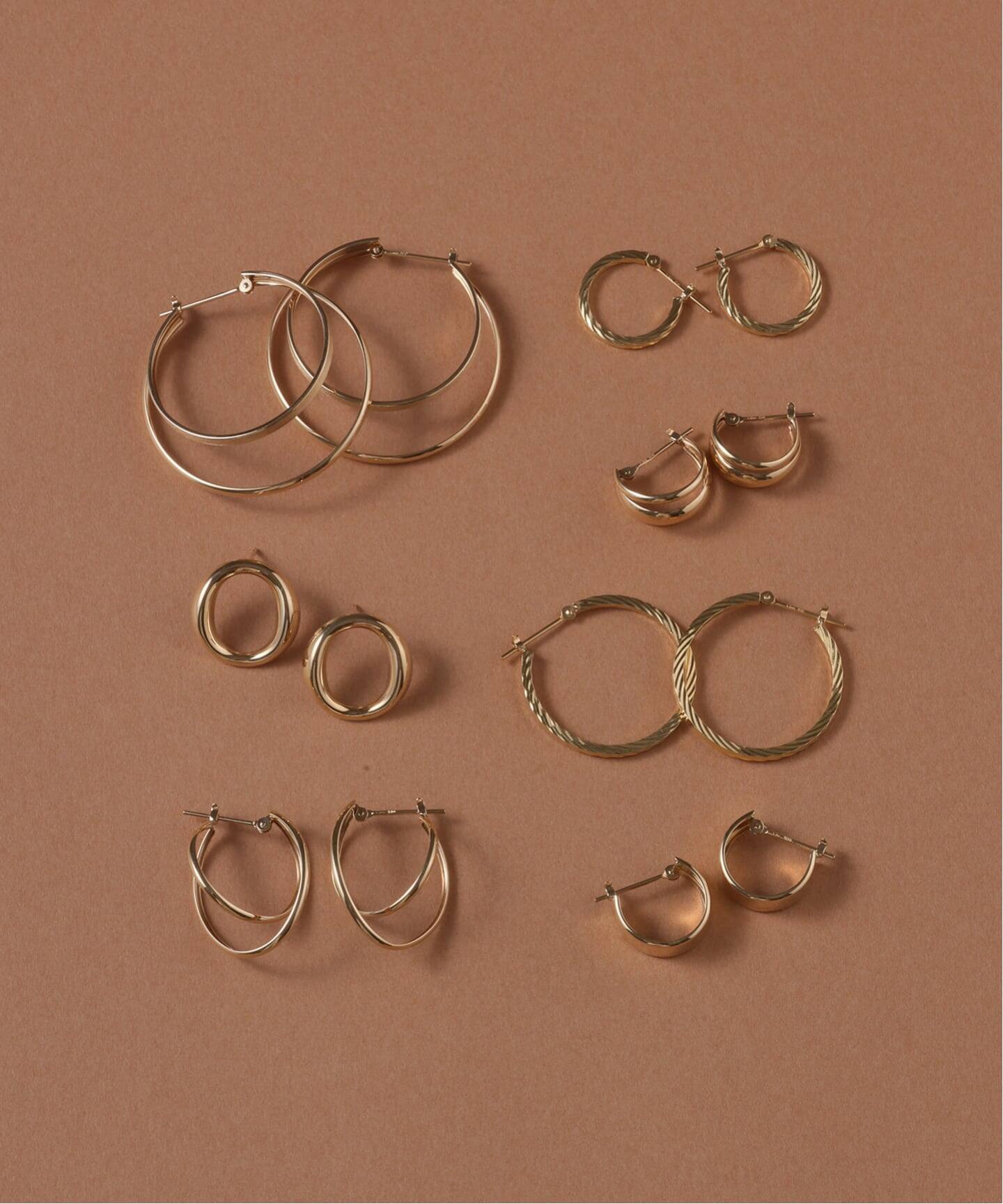 12mmボートフープピアス K10（両耳）（ピアス（両耳用））｜Lilas