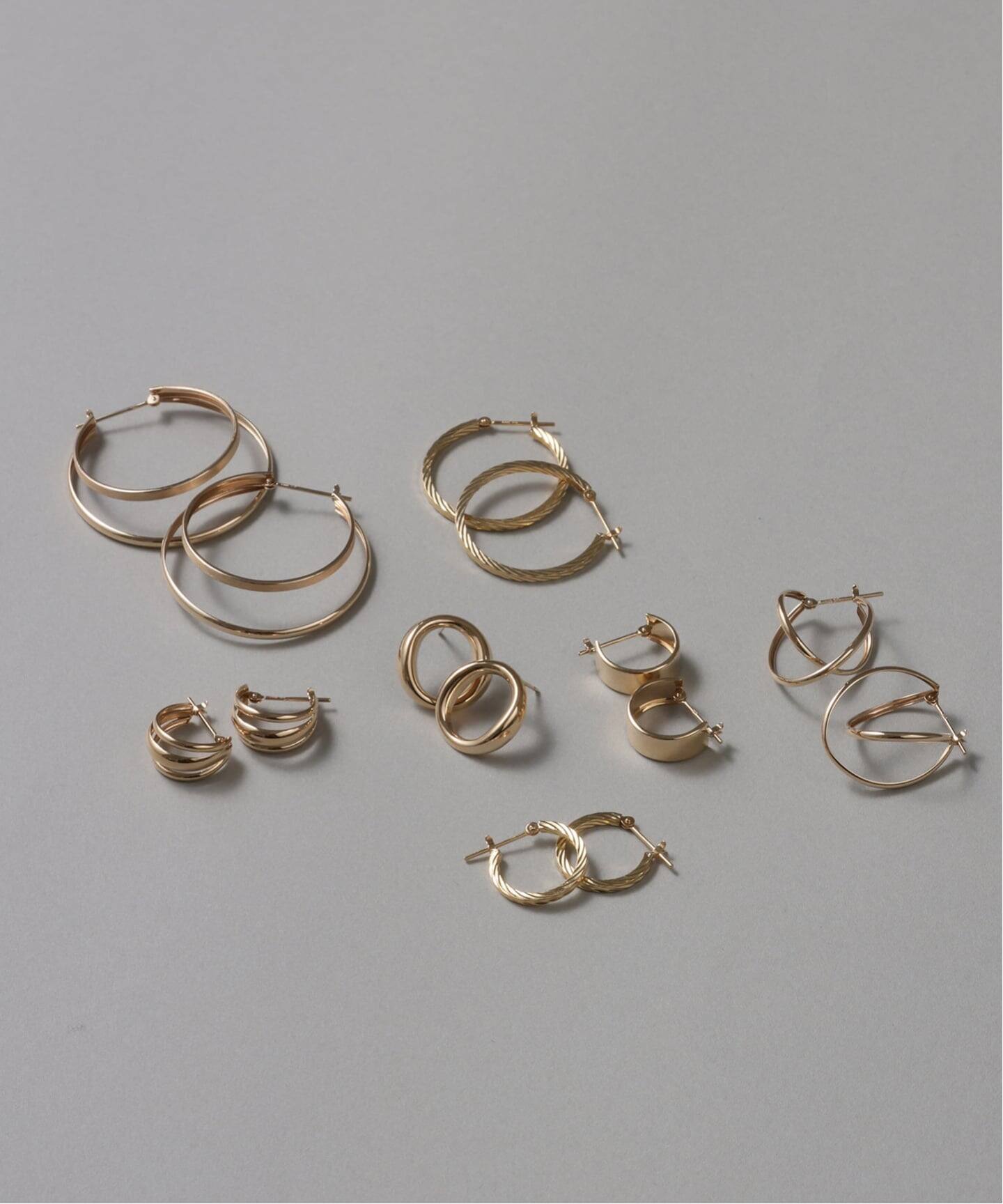 12mmボートフープピアス K10(両耳)(ピアス(両耳用))|Lilas 12mmボートフープピアス K10(両耳)(ピアス(両耳用))|Lilas